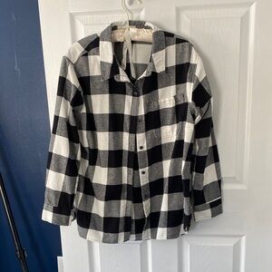 Black and White Plaid Button-Up Shirt